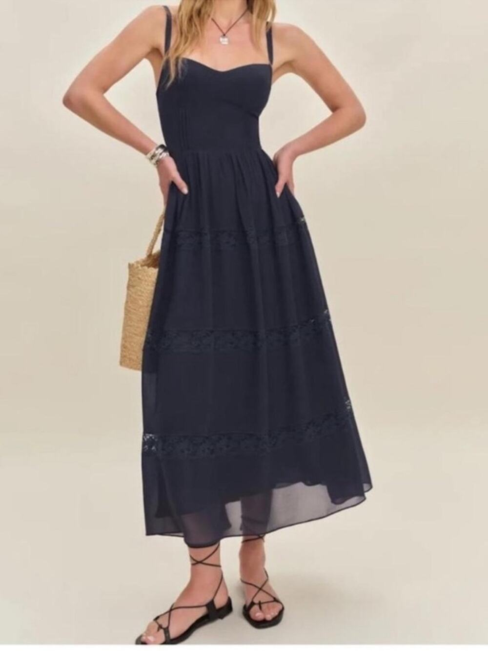 Reformation Dina Dress in Navy 6